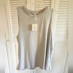 New FABLETICS Blake Open Back Tank Size XL Grey Sleeveless Relaxed Layering Top
